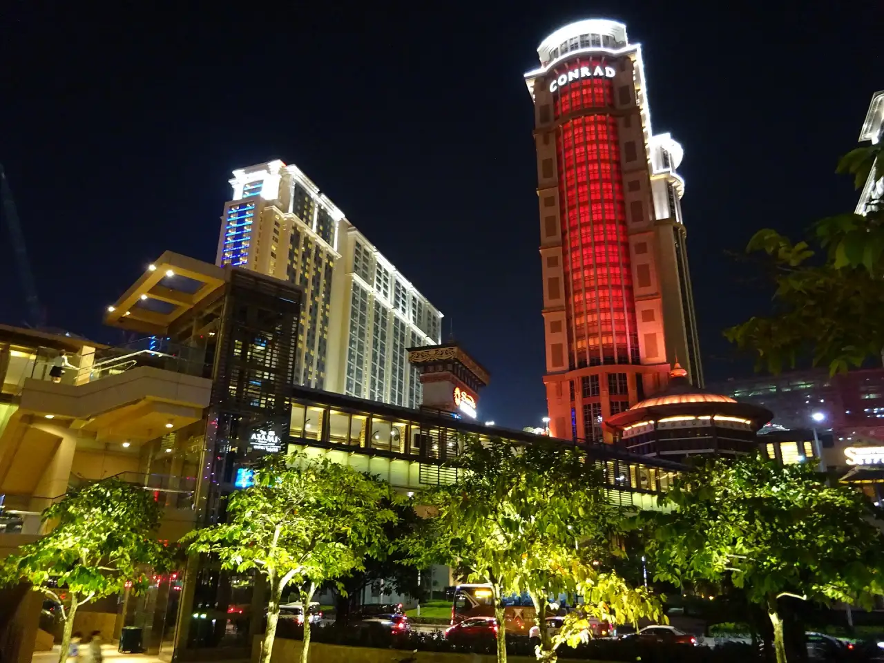 Resort towers on the Cotai Strip at night, Macau Resort towers on the Cotai Strip at night, Macau