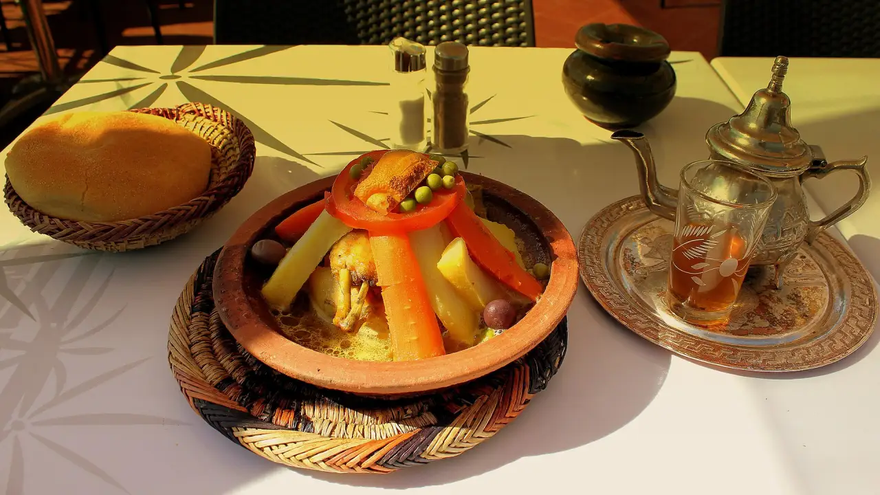 A vegetable couscous and mint tea