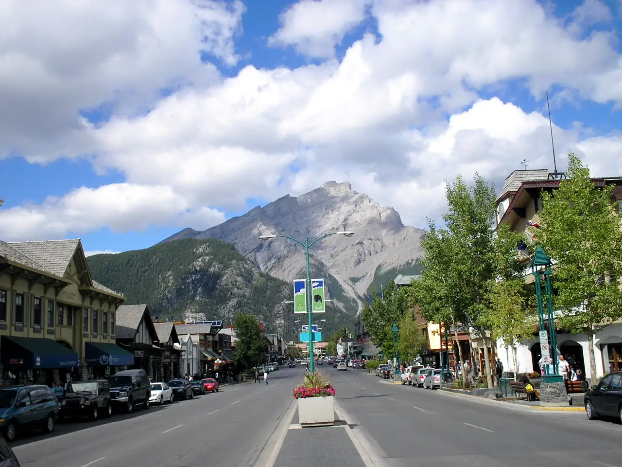 Banff Avenue with Cascade Mountain behind