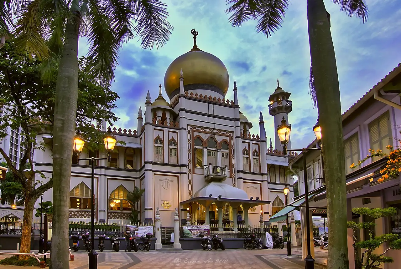 Sultan Mosque at the end of Bussorah Street, Kampong Glam