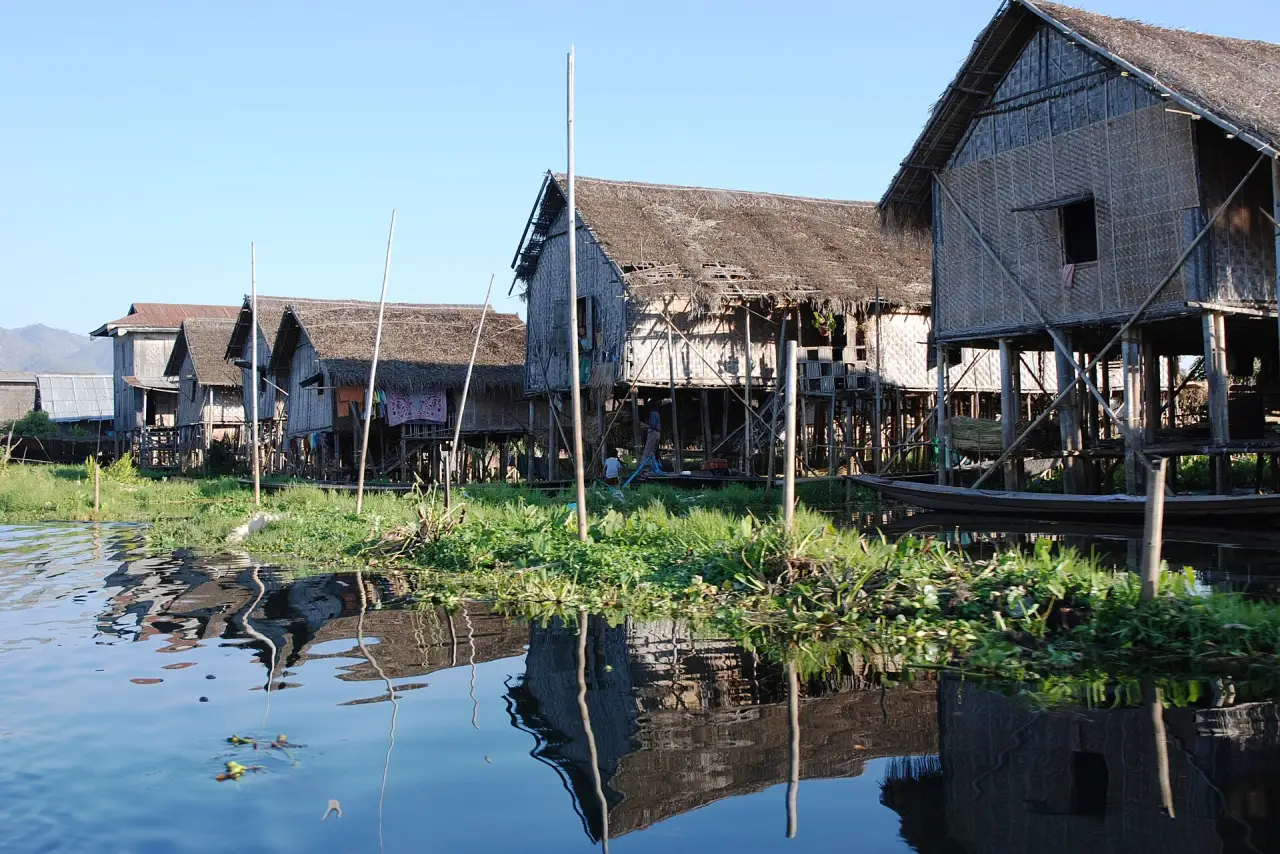 A stilt village on Inle Lake