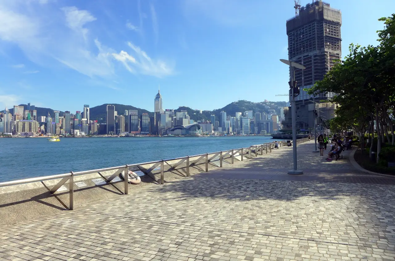 The Tsim Sha Tsui promenade and the skyline across the harbour The Tsim Sha Tsui promenade and the skyline across the harbour