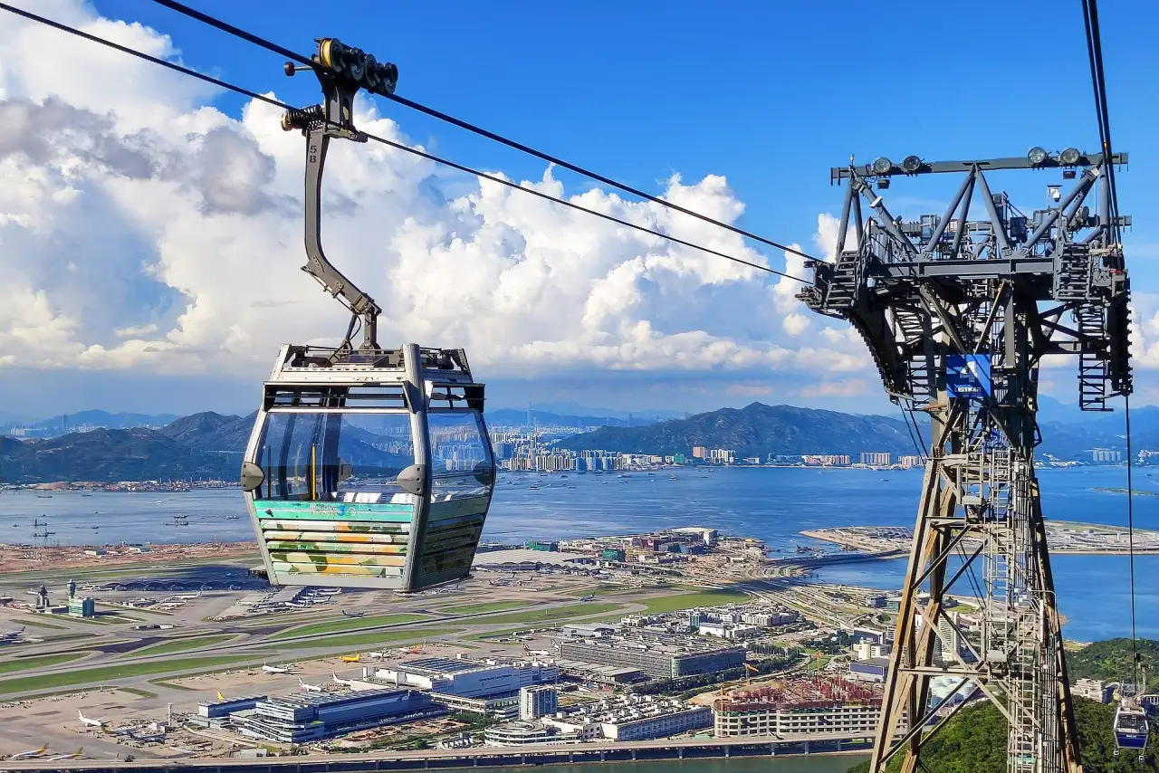 Ngong Ping 360 cable car over Lantau Island