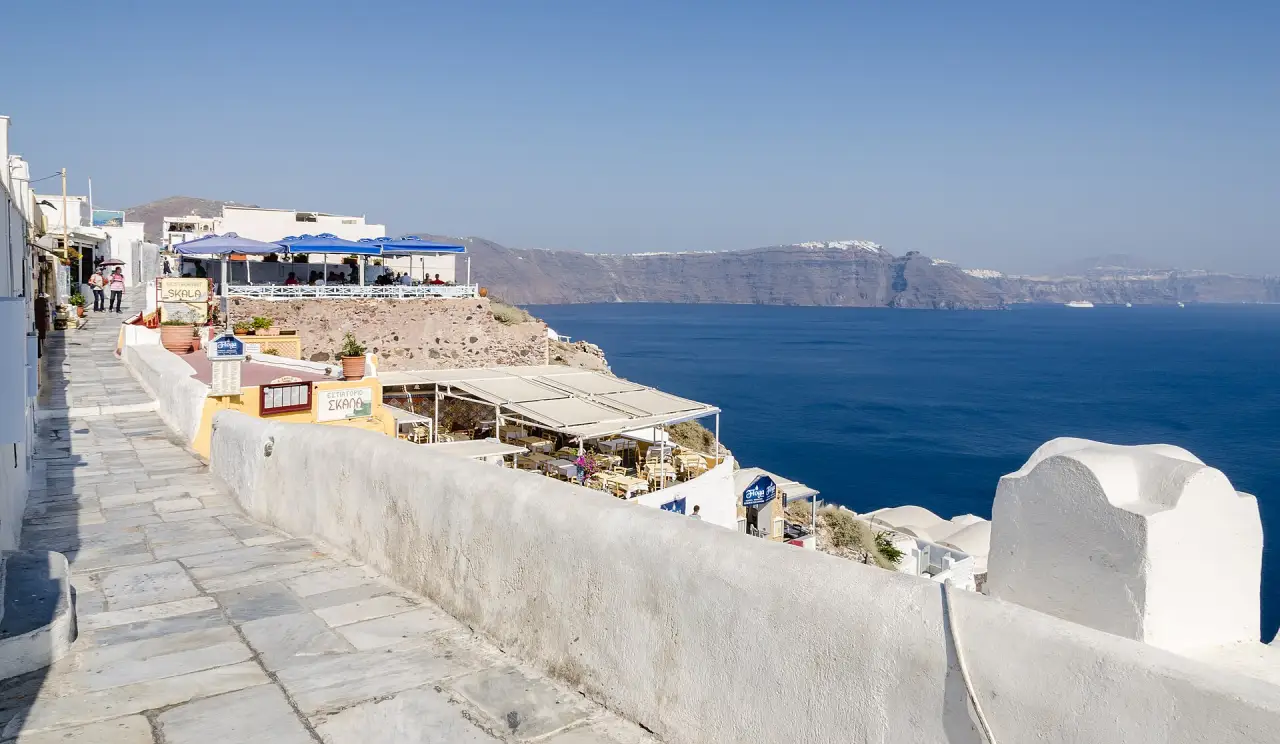 Caldera-edge terraces on Santorini Caldera-edge terraces on Santorini