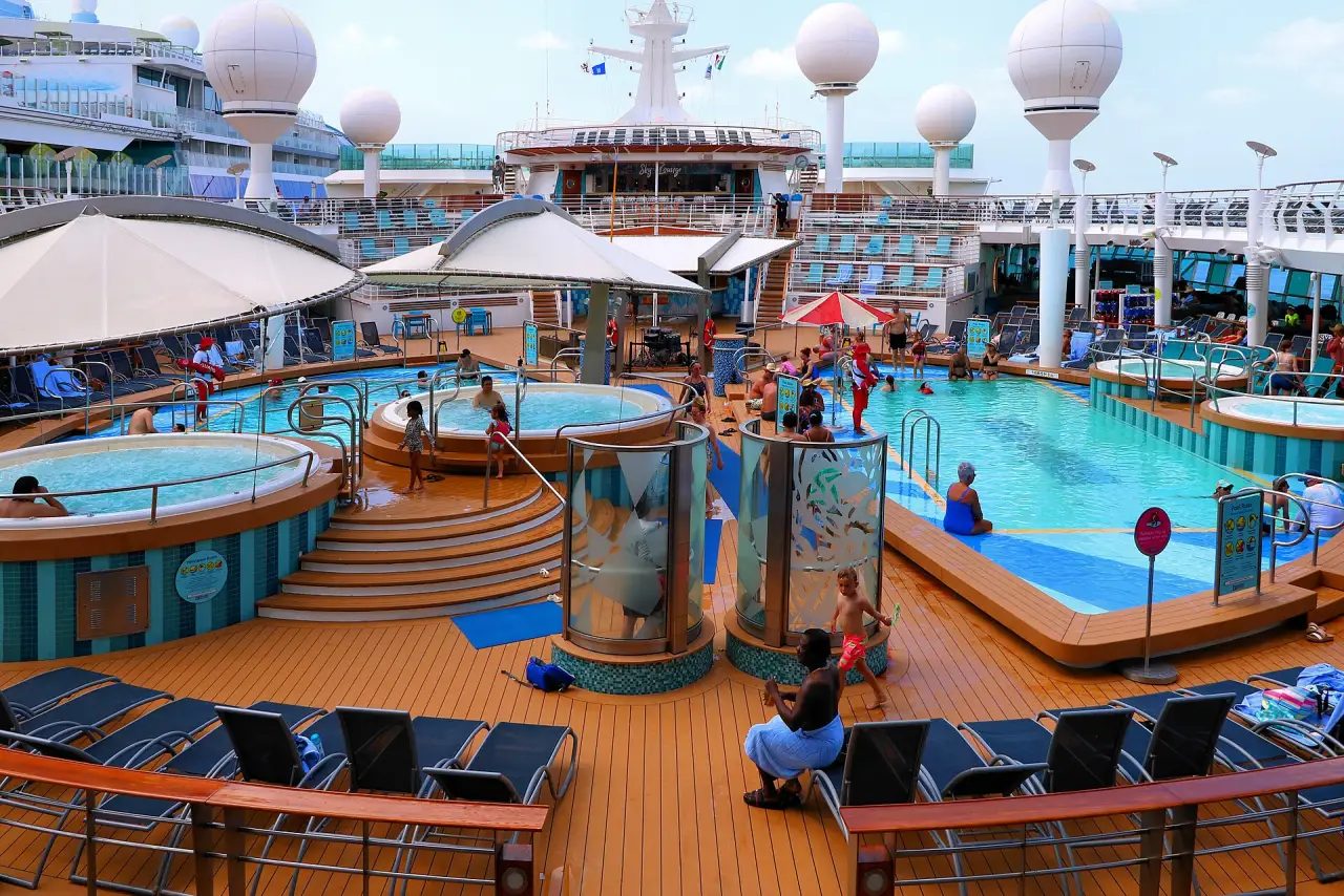 Pool deck on a large cruise ship