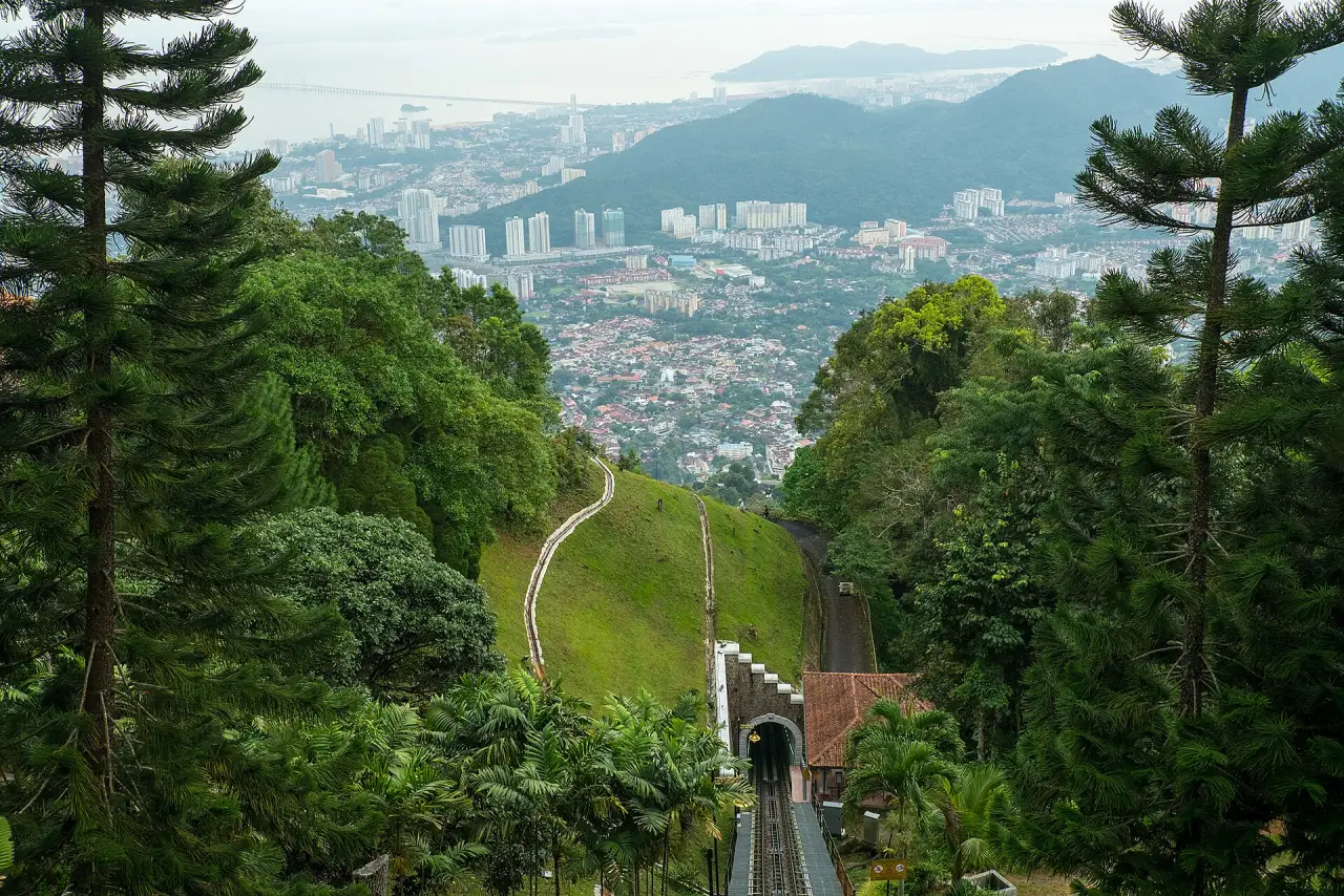 The Penang Hill funicular track above George Town