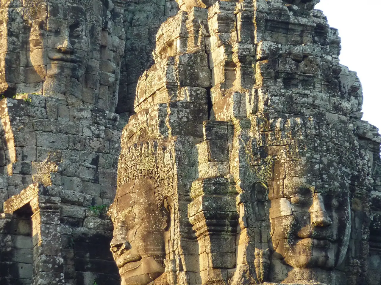 Stone faces on the towers of the Bayon, Angkor Thom