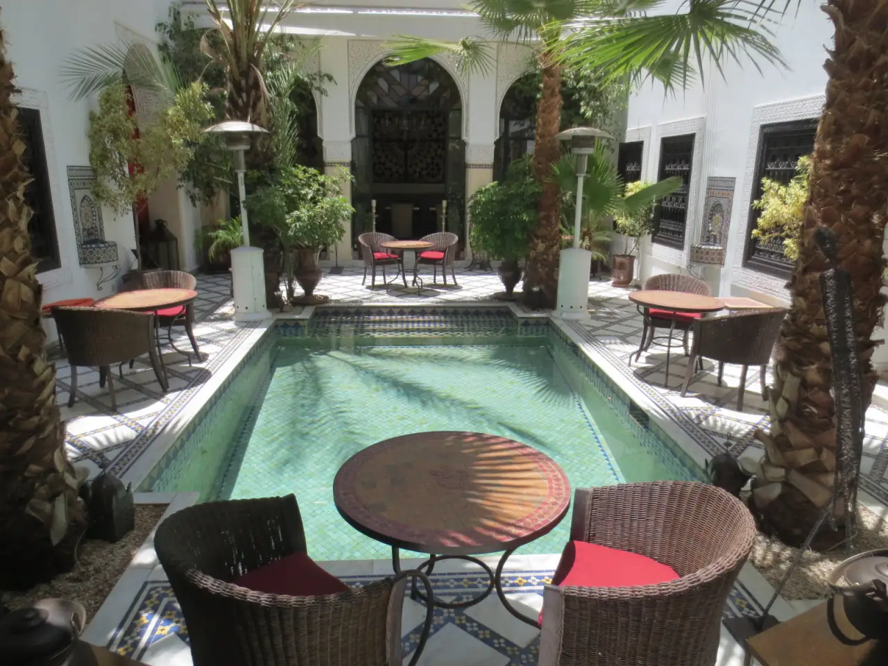 The courtyard pool of a Marrakech riad