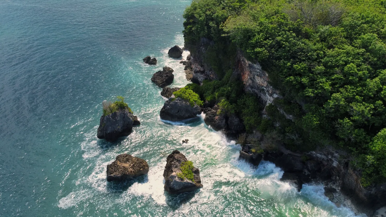 Limestone cliffs above the surf, Uluwatu