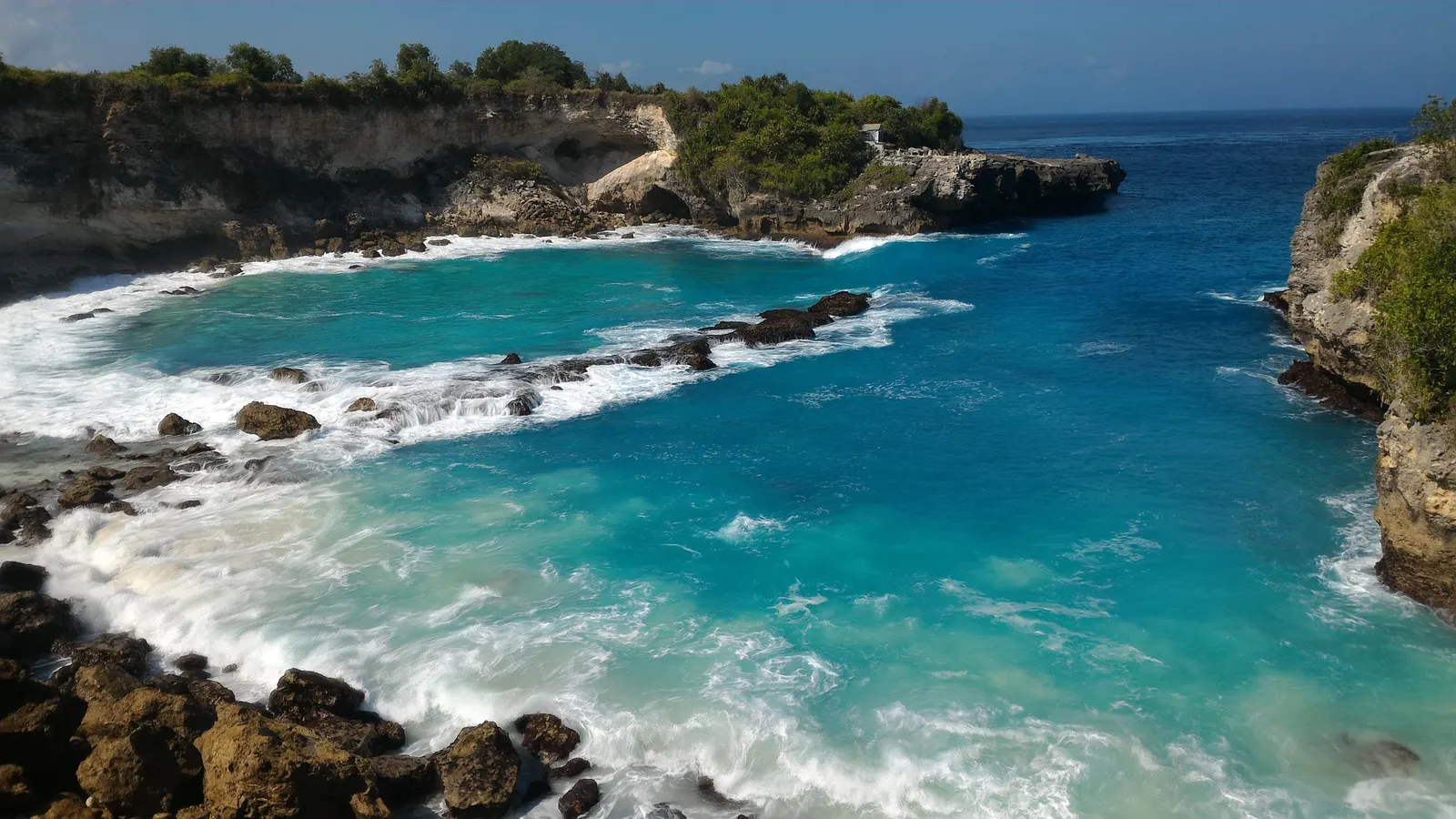 Coastline of the Nusa islands, off Bali's south-east