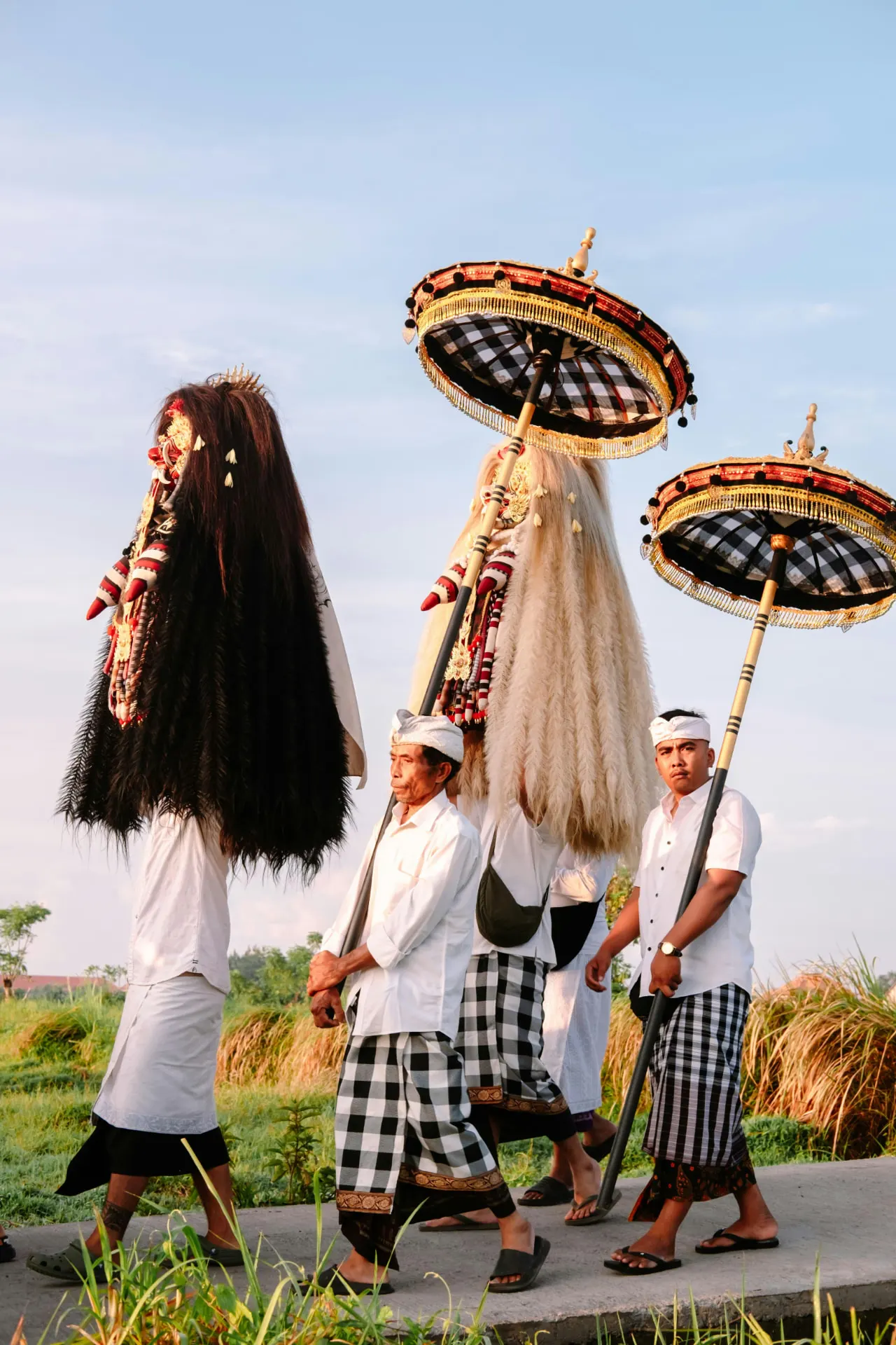 Temple procession in a Balinese village