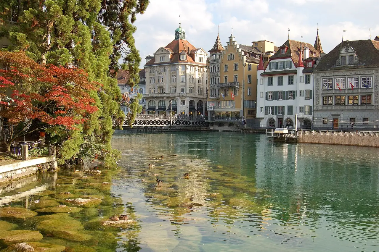 Lucerne's old town on the Reuss river